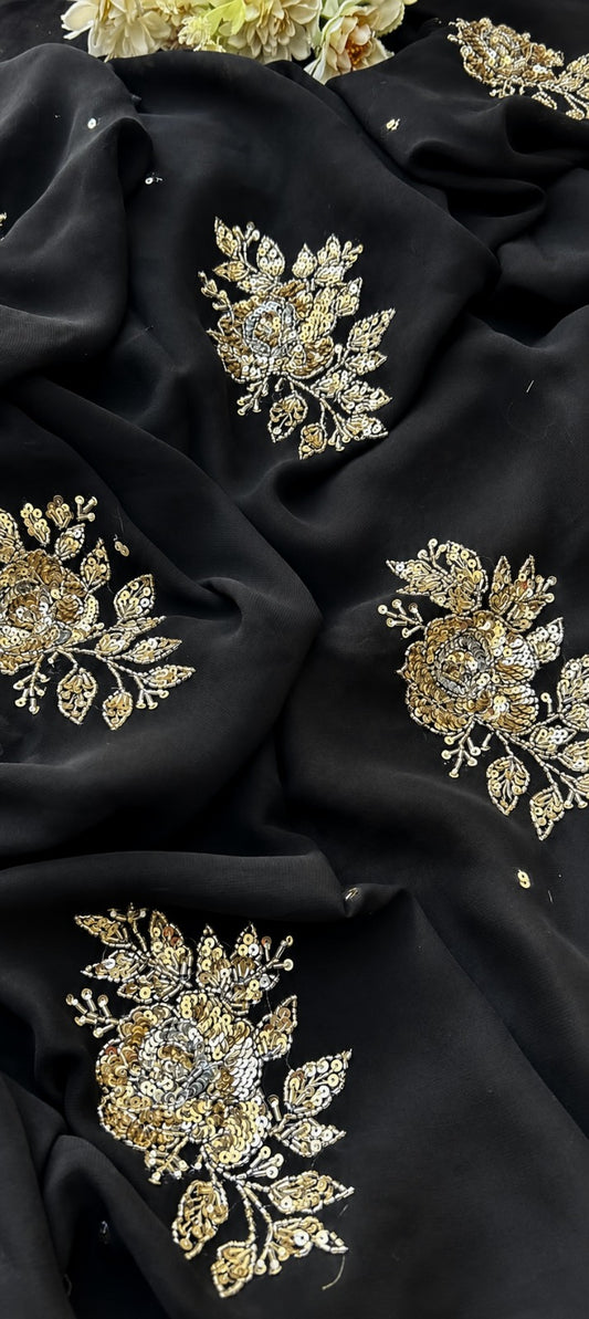 Elegant Pure Diamond Chiffon Party Wear Saree with Blouse