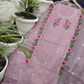 Pure Kota-Doria Unstitched Suit with Embroidery Work