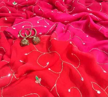 Pure Diamond Chiffon Saree With Blouse