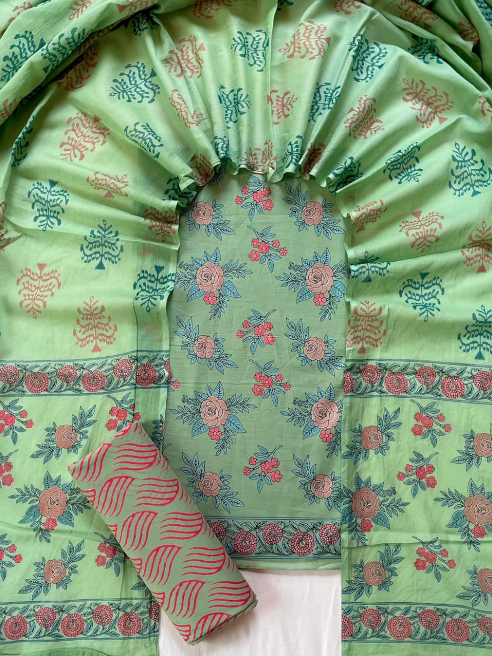 Exclusive new hand block printed cotton suits with cotton duptta