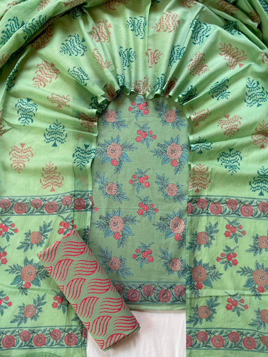Exclusive new hand block printed cotton suits with cotton duptta