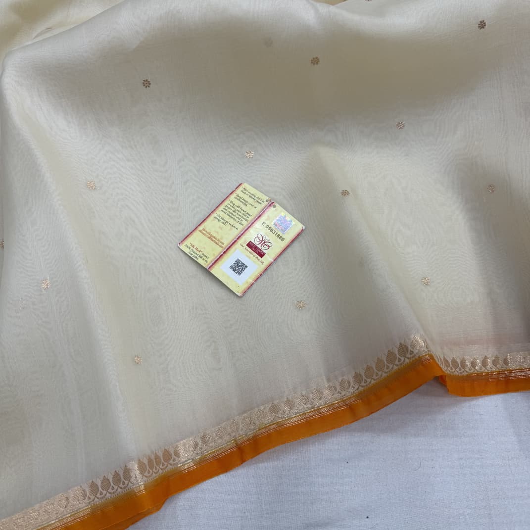 Pure Handloom banarasi  kora Silk Saree With Blouse