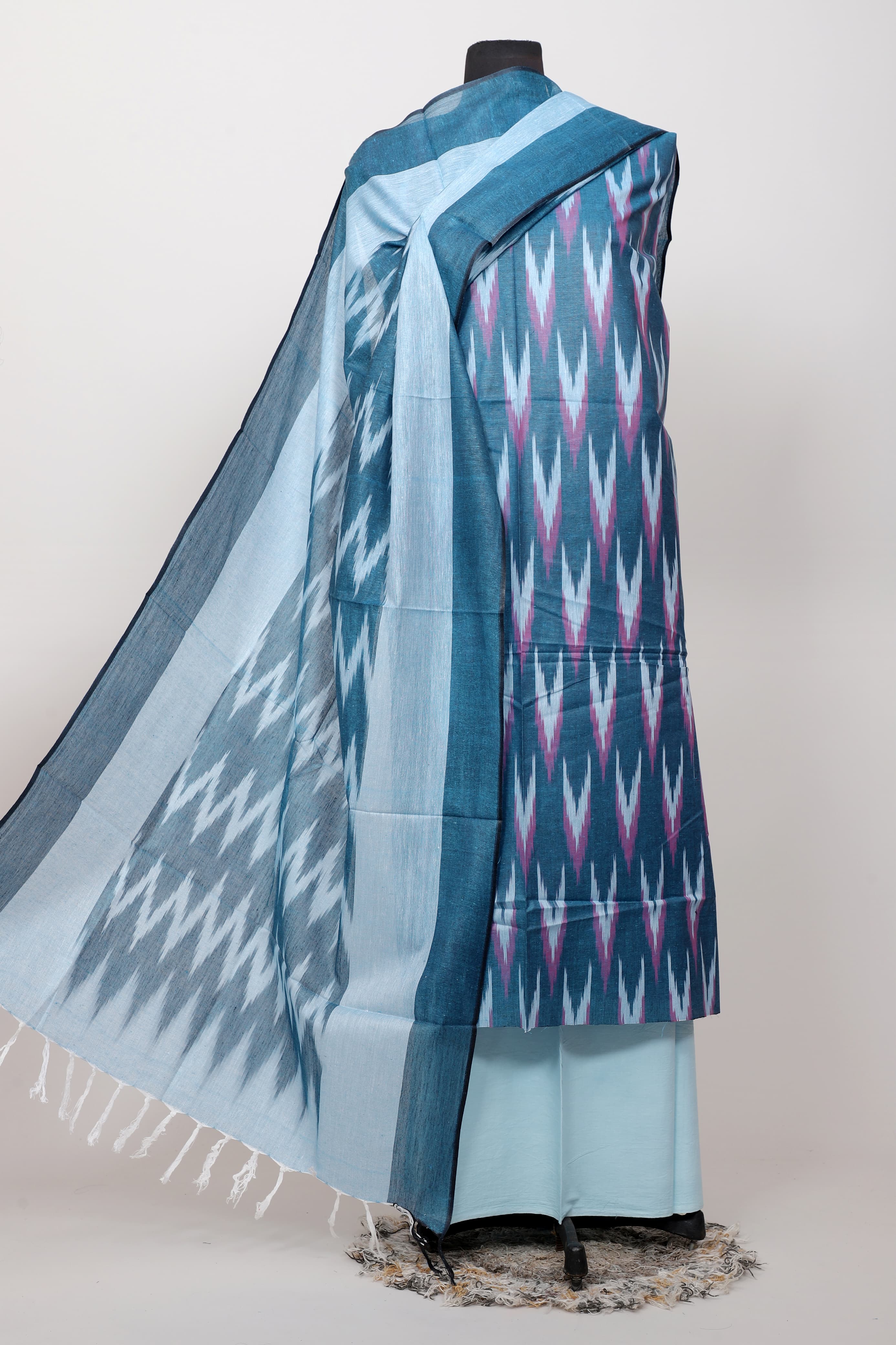 Pure  ikkat Cotton Unstitched Suit With Dupatta