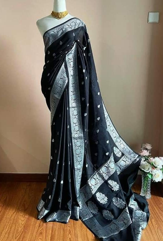 Banarasi  Georgette   Soft  Silk Saree With Zari Work