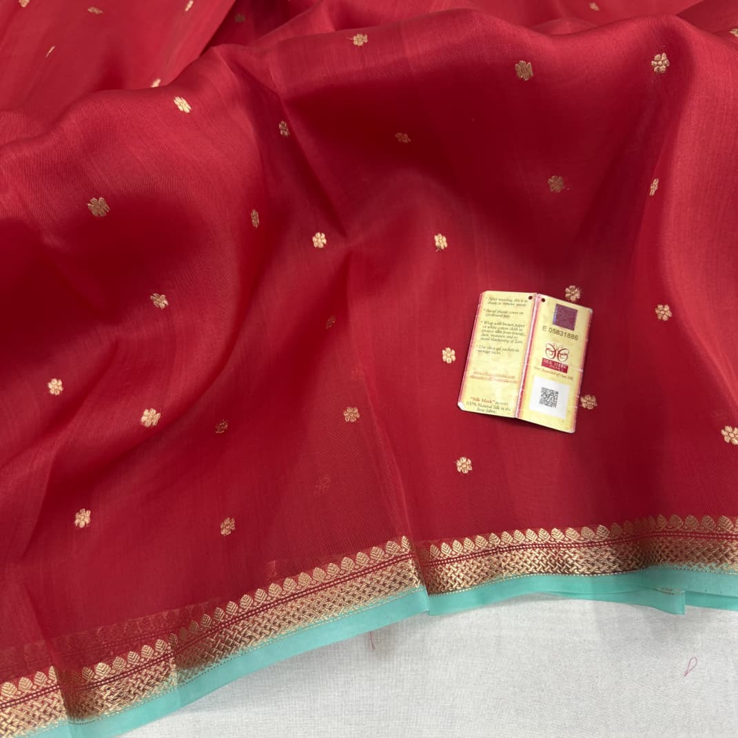 Pure Handloom banarasi  kora Silk Saree With Blouse