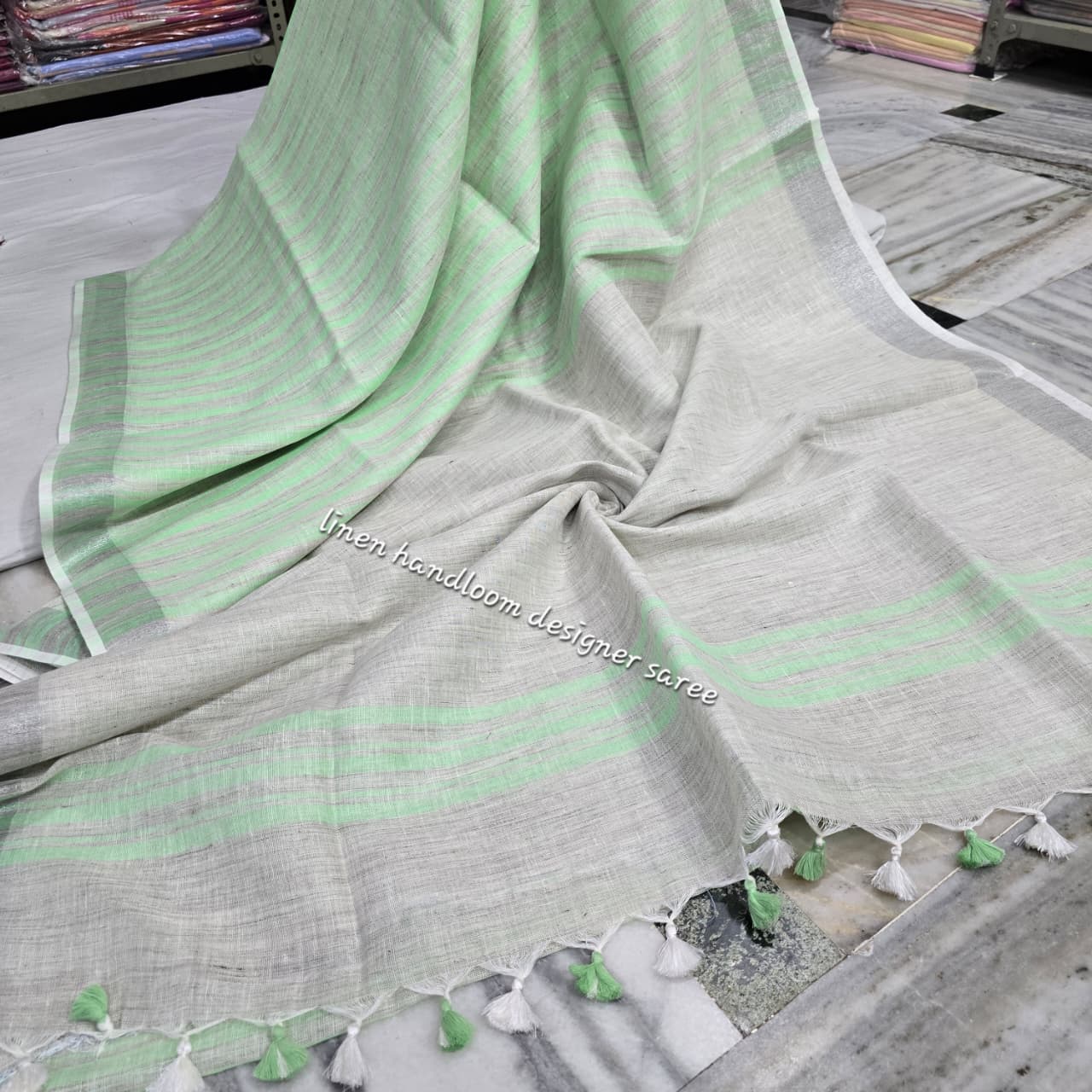 Pure Linen By Linen  Saree With  Blouse