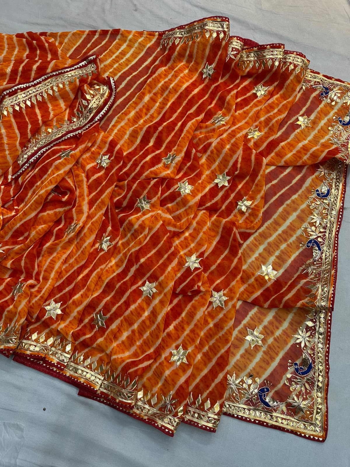 Desinger Georgette Leheriya Saree With Blouse