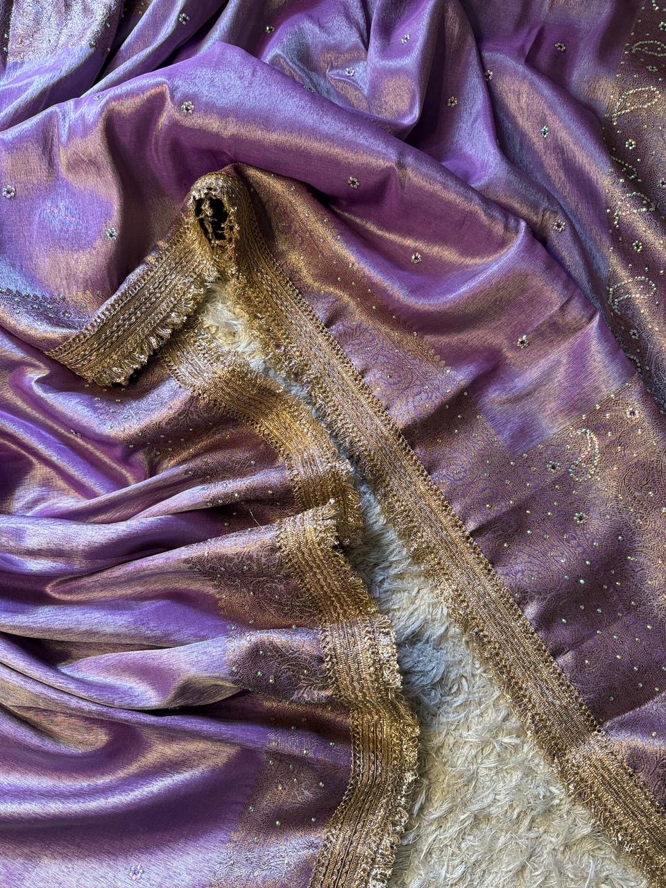 Banarasi Tissue Silk Saree With lace work border