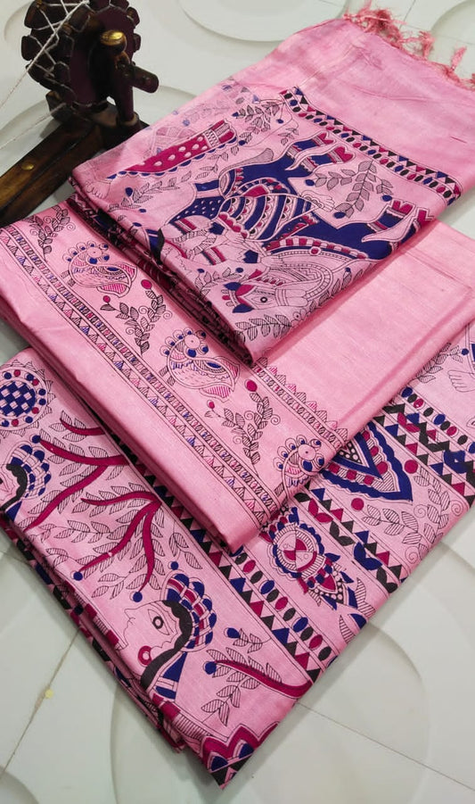 BHAGALPURI   KATAN MADHUBANI PRINT UNSTITCHED SUIT
