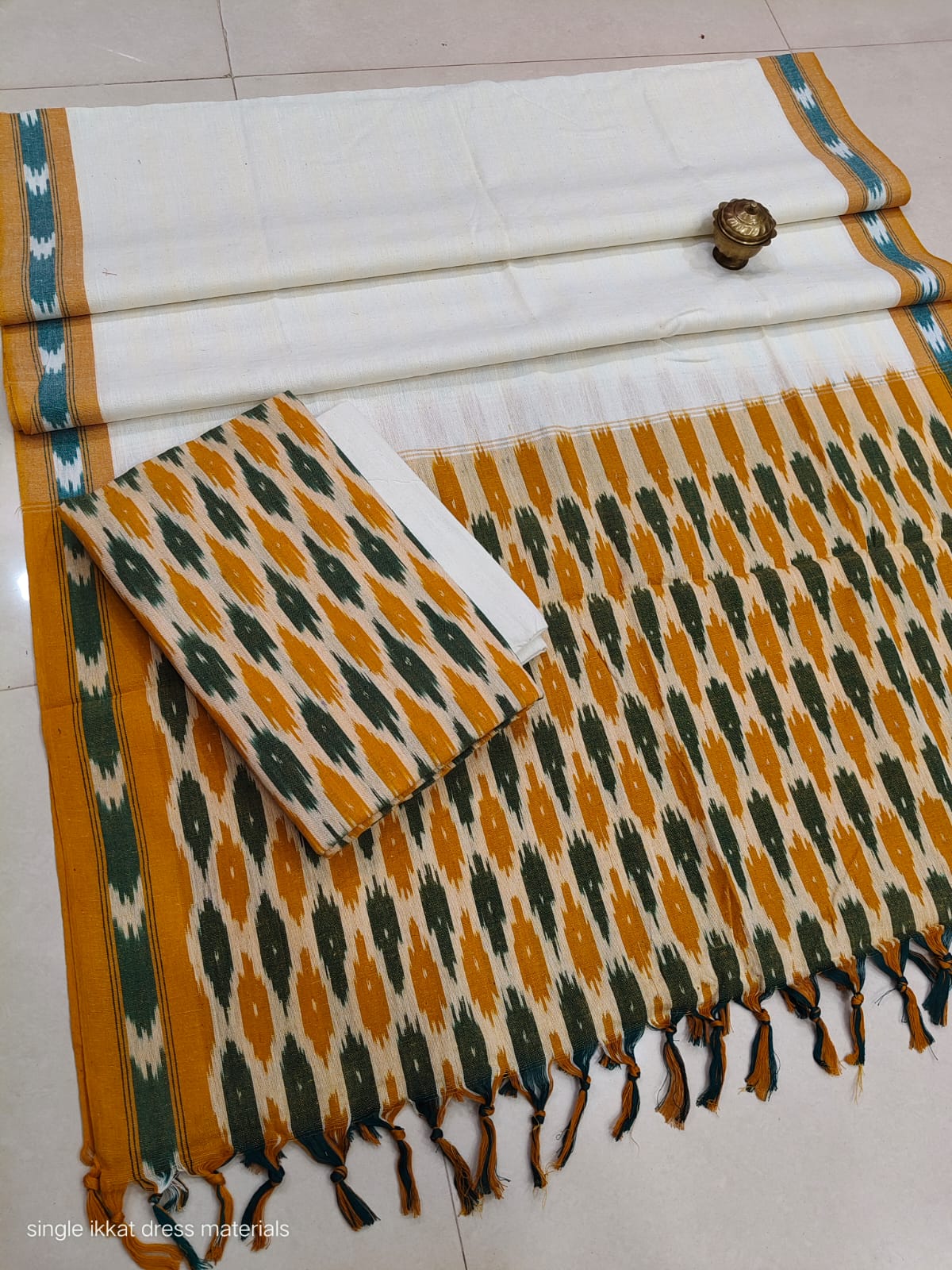 Pure  ikkat Cotton Unstitched Suit With Dupatta