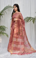 Pure Tissue Linen Saree With Handloom Perfection