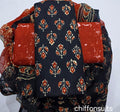 Pure cotton hand-block print suit with Chiffon dupatta