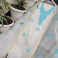 Pure Kota-Doria Unstitched Suit with Embroidery Work