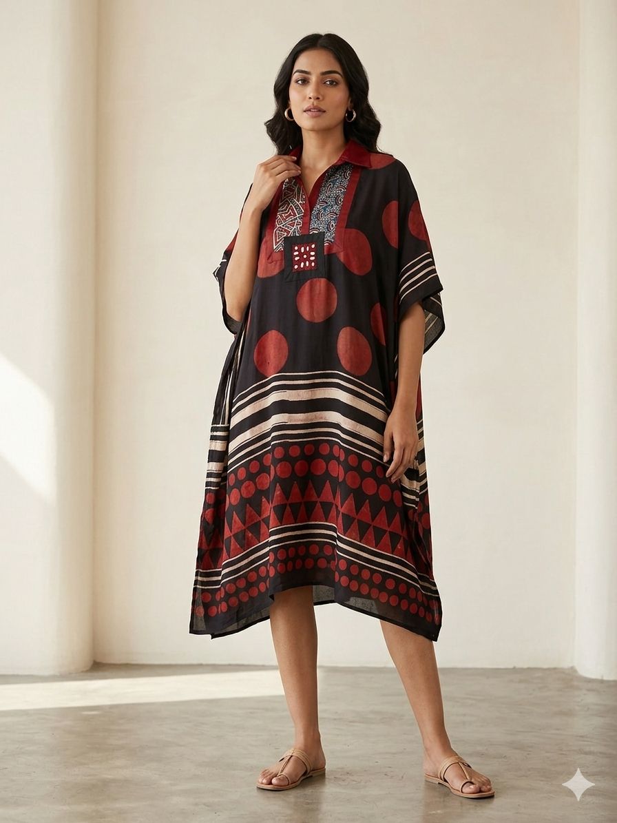 Pure Modal Silk Handblock Printed Kaftans Stitched suit