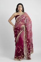 Pure Diamond Chiffon Gota Patti  Work Saree With Blouse