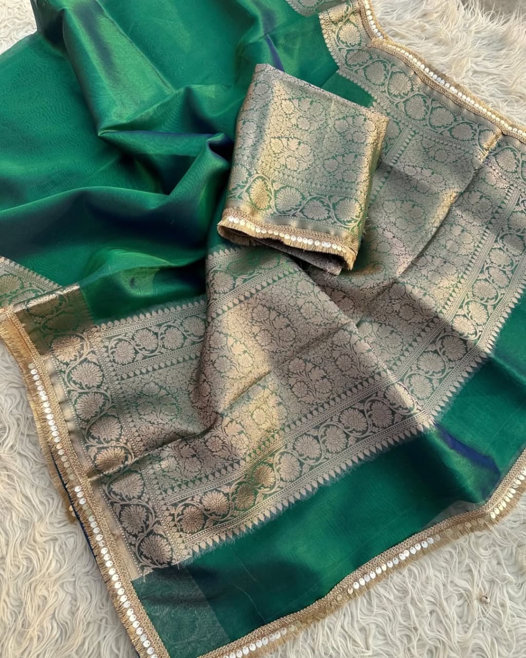 Banarasi Tissue Silk Saree With lace work border