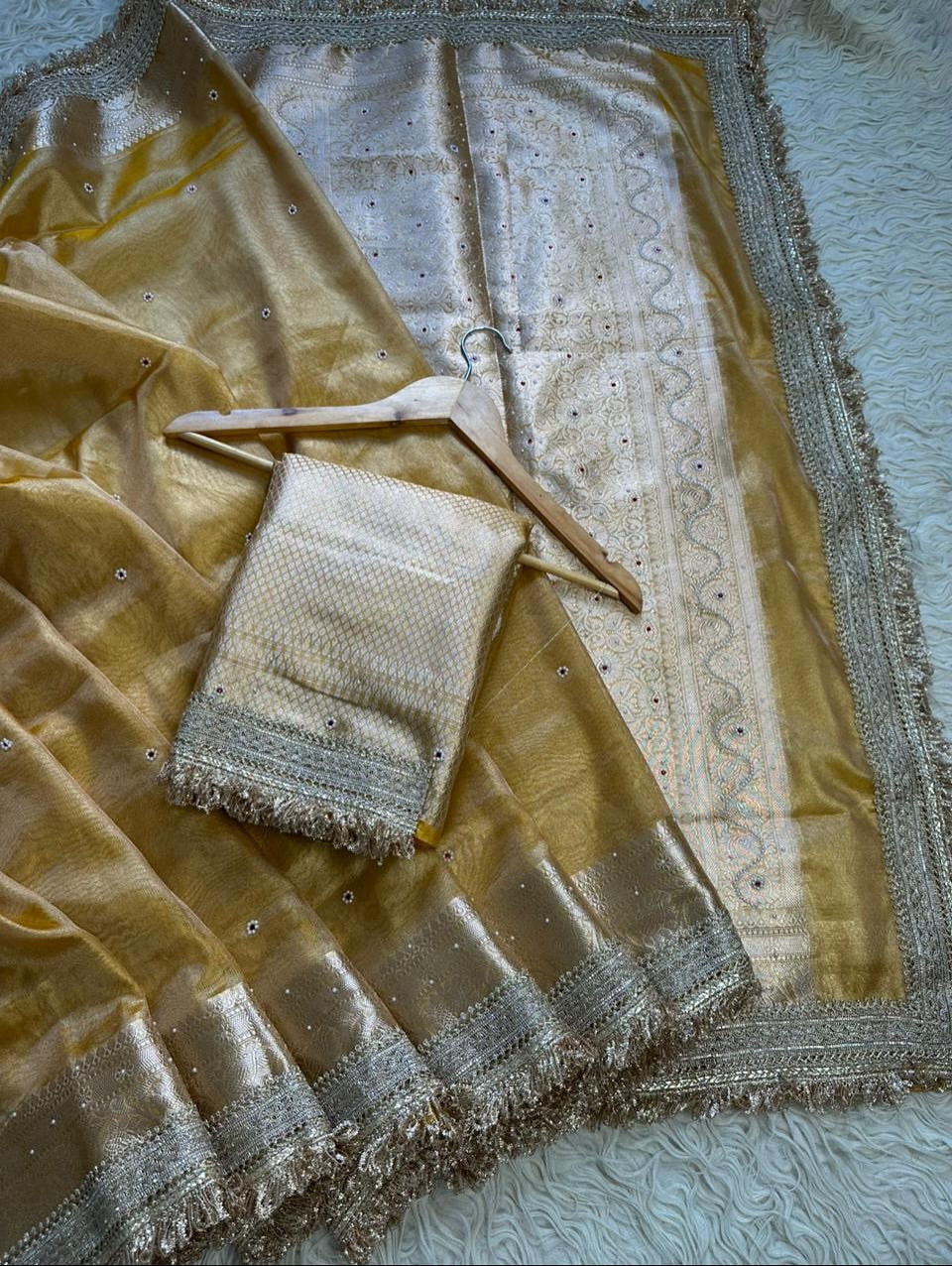 Banarasi Tissue Silk Saree With lace work border