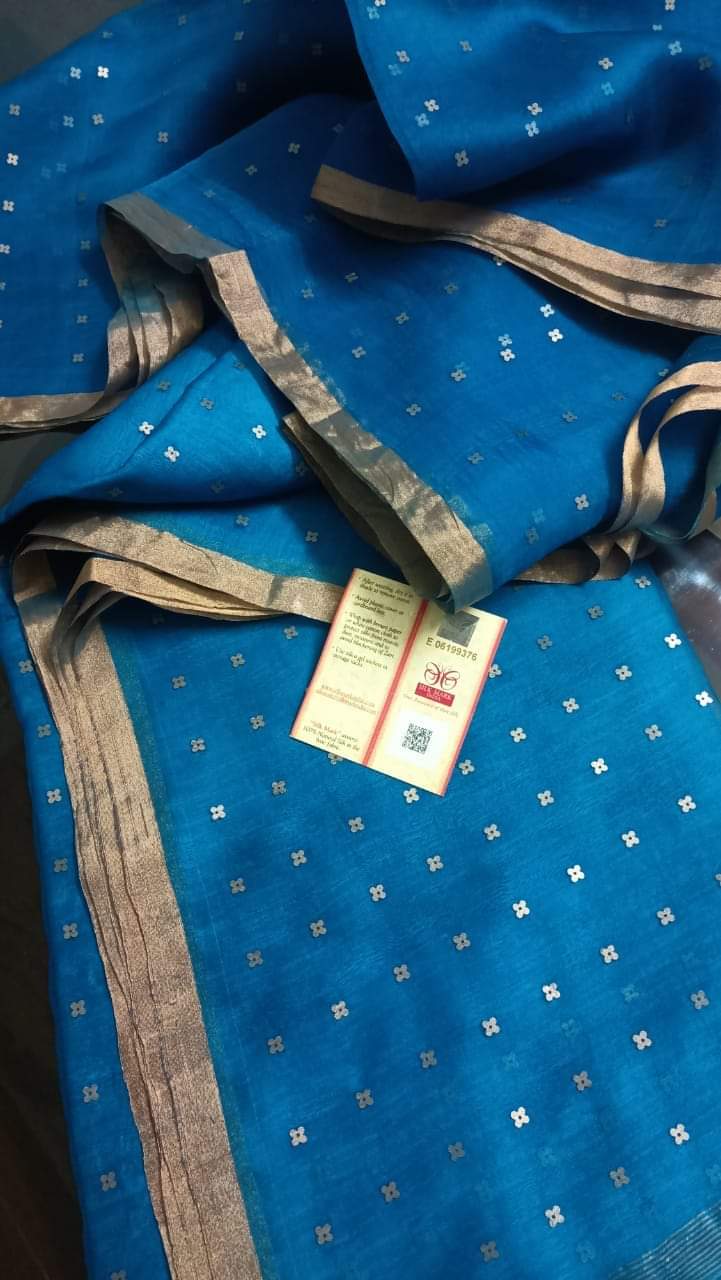 Bengal Handloom Pure Muslin Silk Saree With ( Silk Mark Certified)