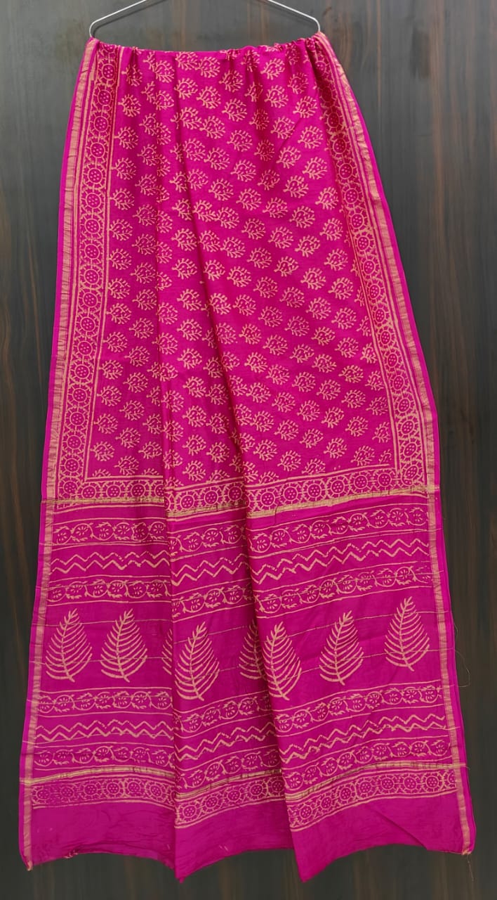 Traditional Hand-block Print Chanderi Silk Saree