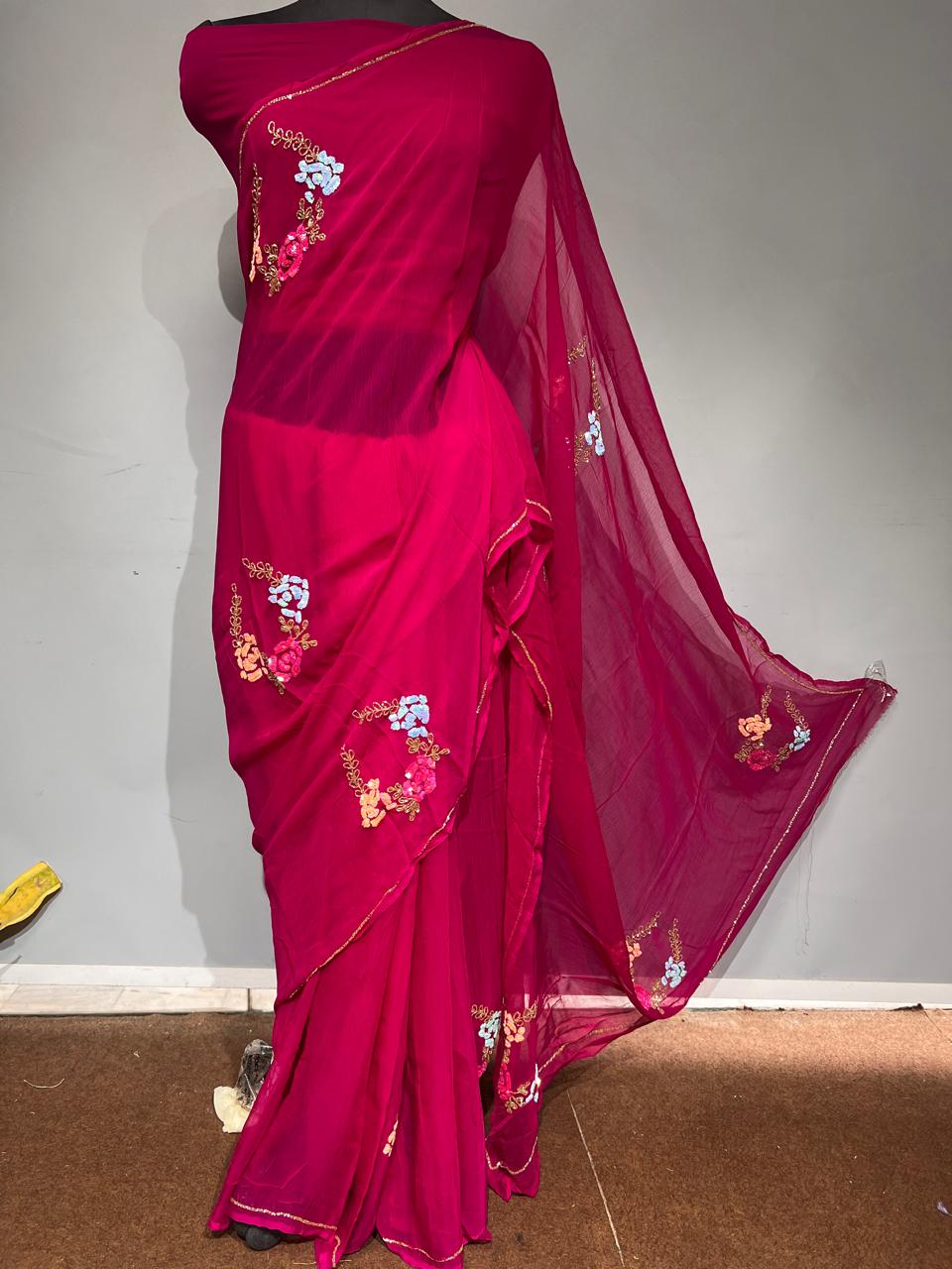 Pure Jaipuri Chiffon Saree