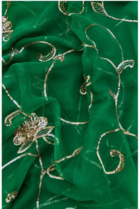 Premium Pure Chiffon Jaal Work Saree with Running Blouse