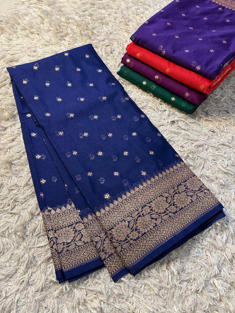 Designer Banarasi Handloom Semi Khaddi Georgette silk Saree with allover Zari