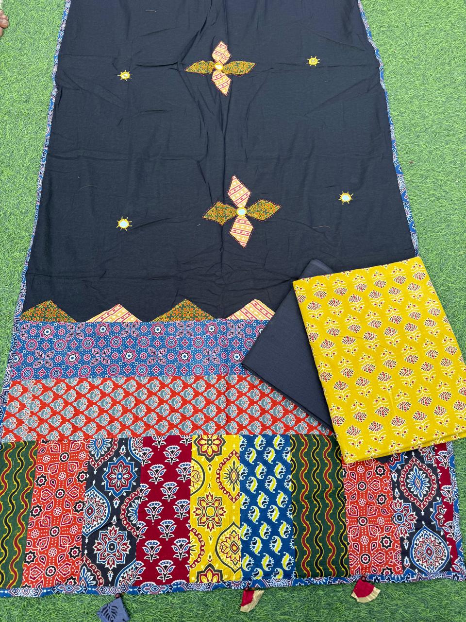 Ajrakh print cotton top With ajrakh mirror work  dupatta