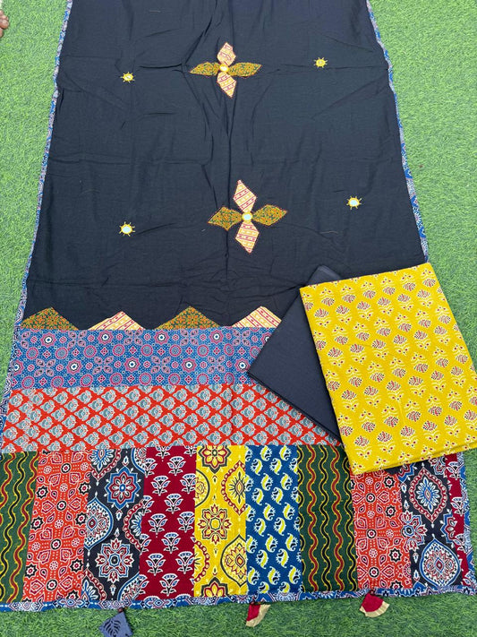 Ajrakh print cotton top With ajrakh mirror work  dupatta