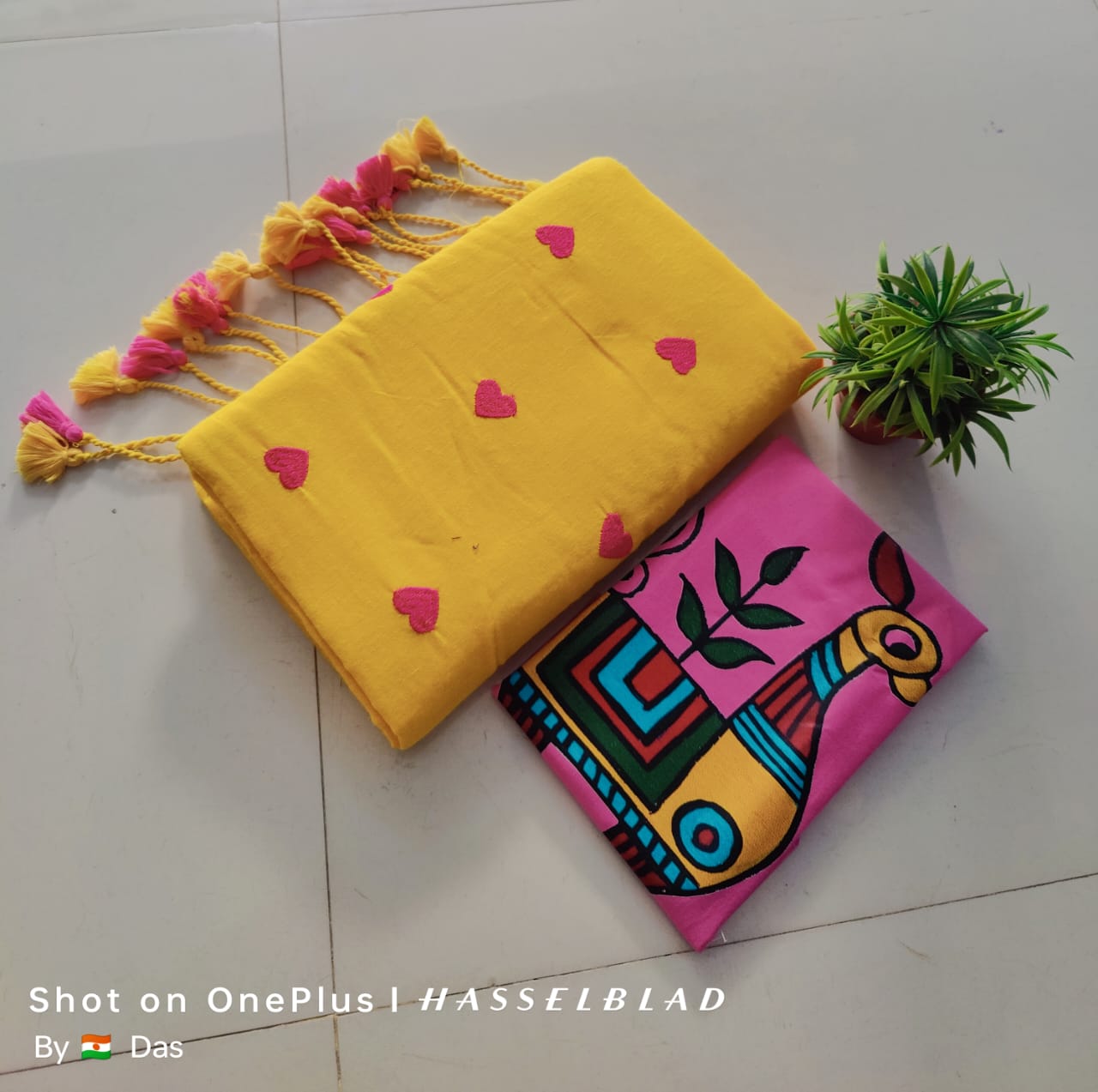 Beautiful Love Embroidery  Khaddi Cotton Saree