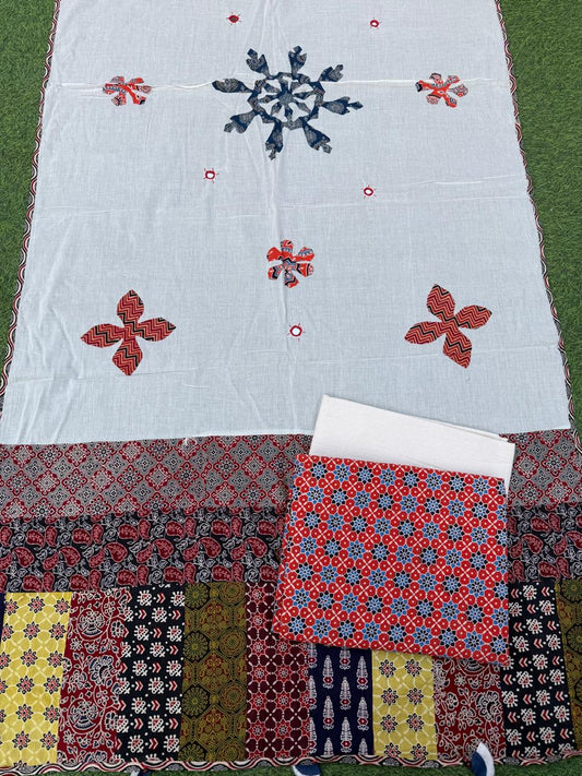 Ajrakh print cotton top With ajrakh mirror work  dupatta