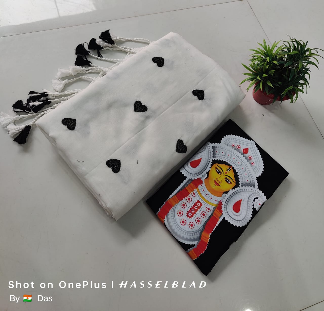 Beautiful Love Embroidery  Khaddi Cotton Saree