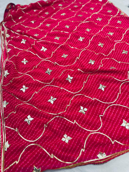 Pure 60 gram georgette hand gota patti work saree