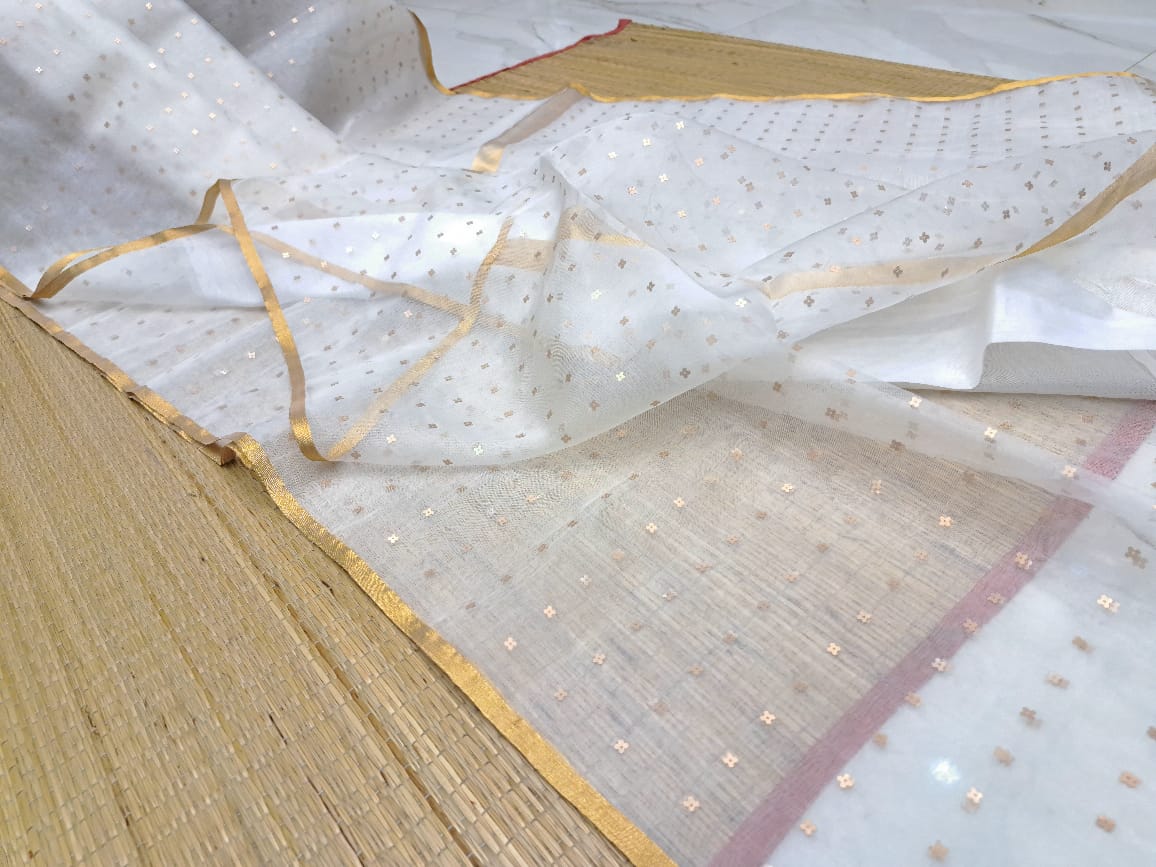 Bengal Handloom Pure Muslin Silk Saree With ( Silk Mark Certified)