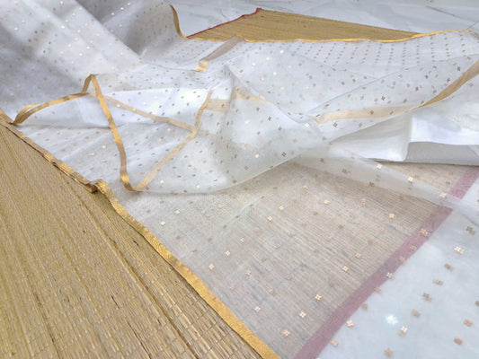 Bengal Handloom Pure Muslin Silk Saree With ( Silk Mark Certified)