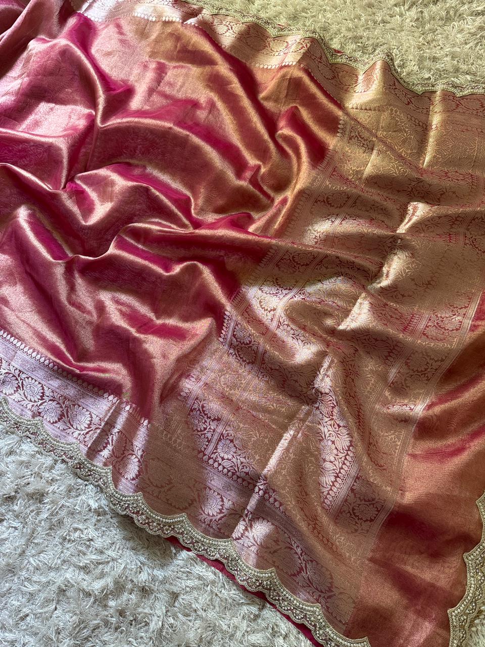 Banarasi Tissue Silk Saree With lace work border