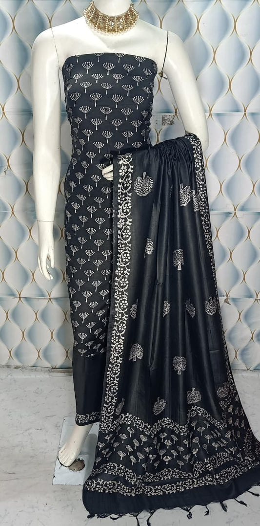 Cotton slub discharge print  Unstitched Suit