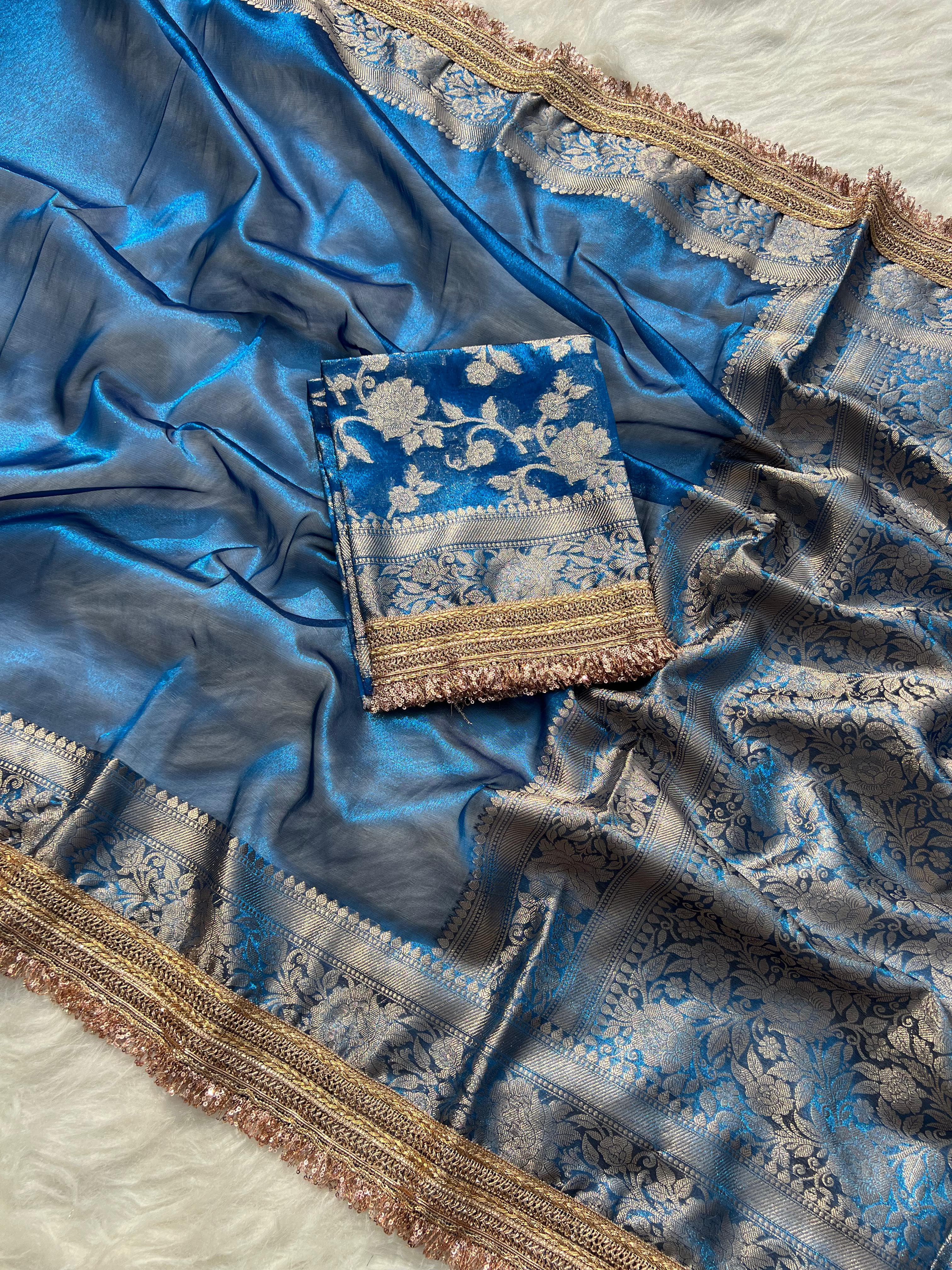 Banarasi Tissue Silk Saree With lace work border