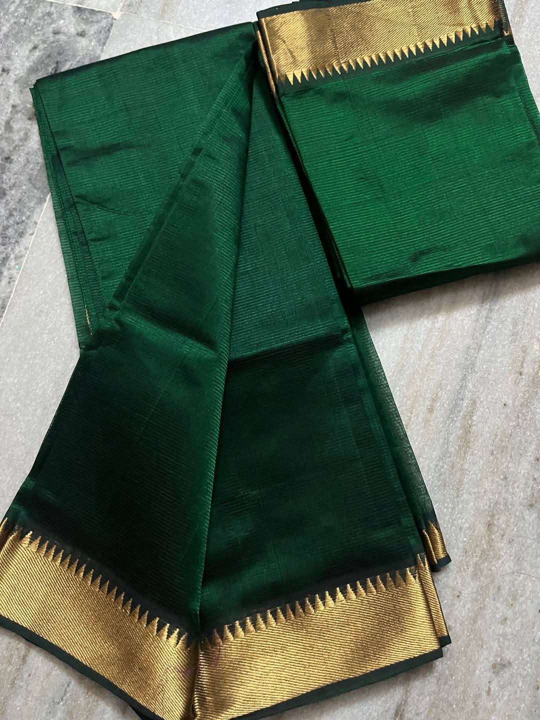 Pure Cotton Silk Mangalagiri Saree With  Blouse