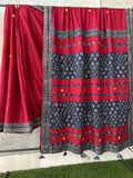 Pure Mul Cotton Saree With Ajrakh Mirror Work