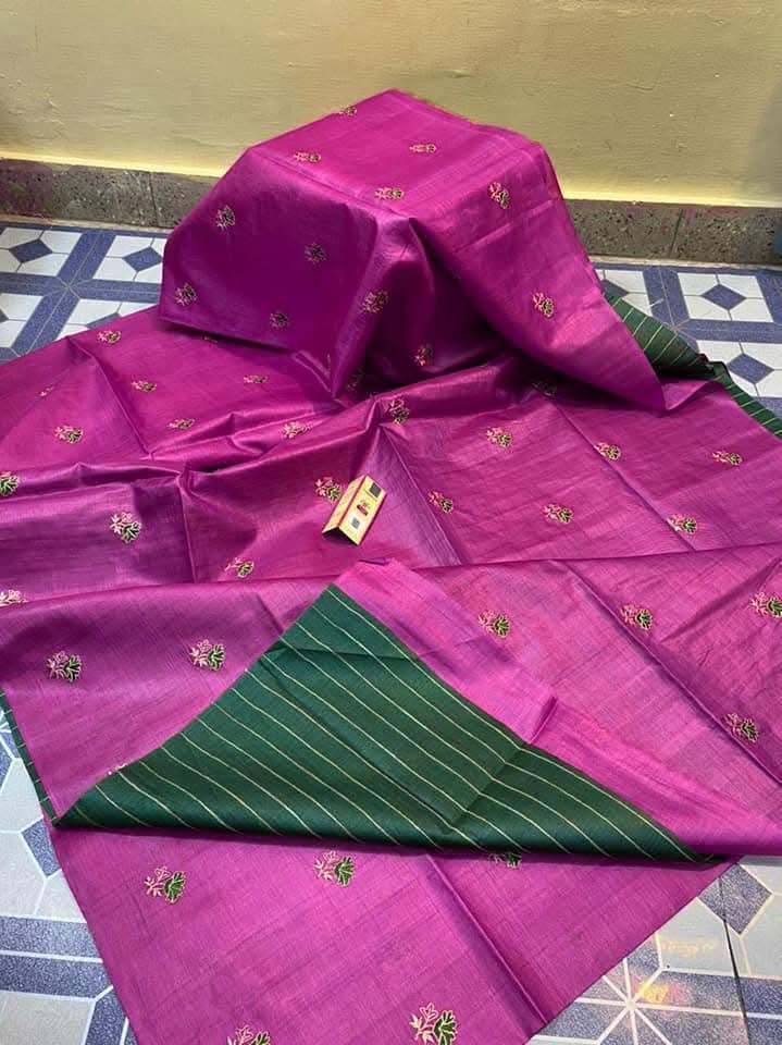 Katan Silk Embroidery With Blouse