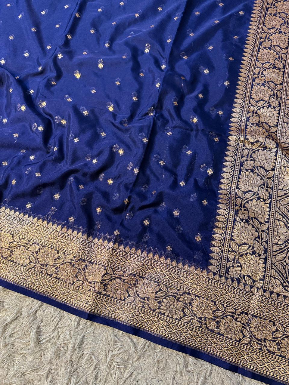 Designer Banarasi Handloom Semi Khaddi Georgette silk Saree with allover Zari