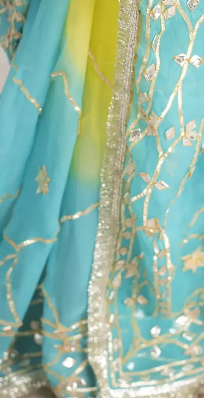 Pure Diamond Chiffon Gota Patti  Work Saree With Blouse