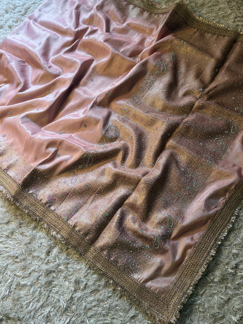 Banarasi Tissue Silk Saree With lace work border
