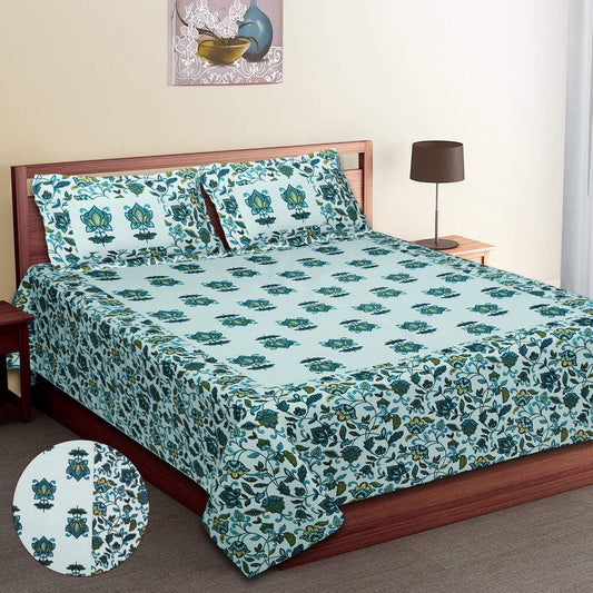 Pure Cotton King Size Double Bedsheet. ( 108X 108) with pillow covers