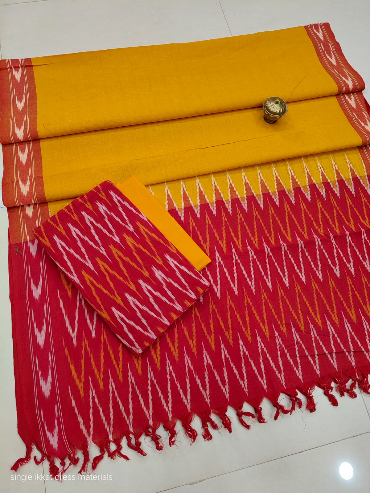Pure  ikkat Cotton Unstitched Suit With Dupatta