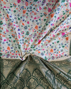 White color Banarasi Handloom Silk Multi Meena Zari Work Saree