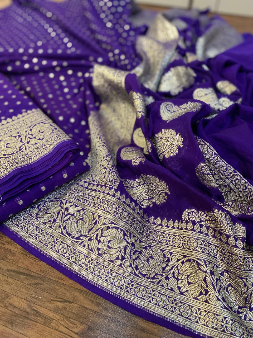 Banarasi Semi Khaddi Katan Georgette Soft Silk Saree