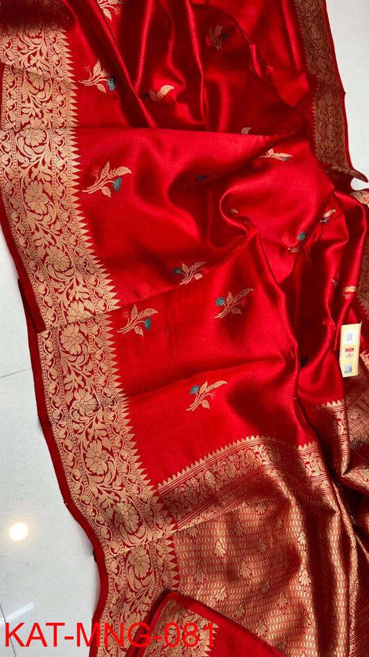Pure Banarasi  Mango silk Saree With Contrast blouse