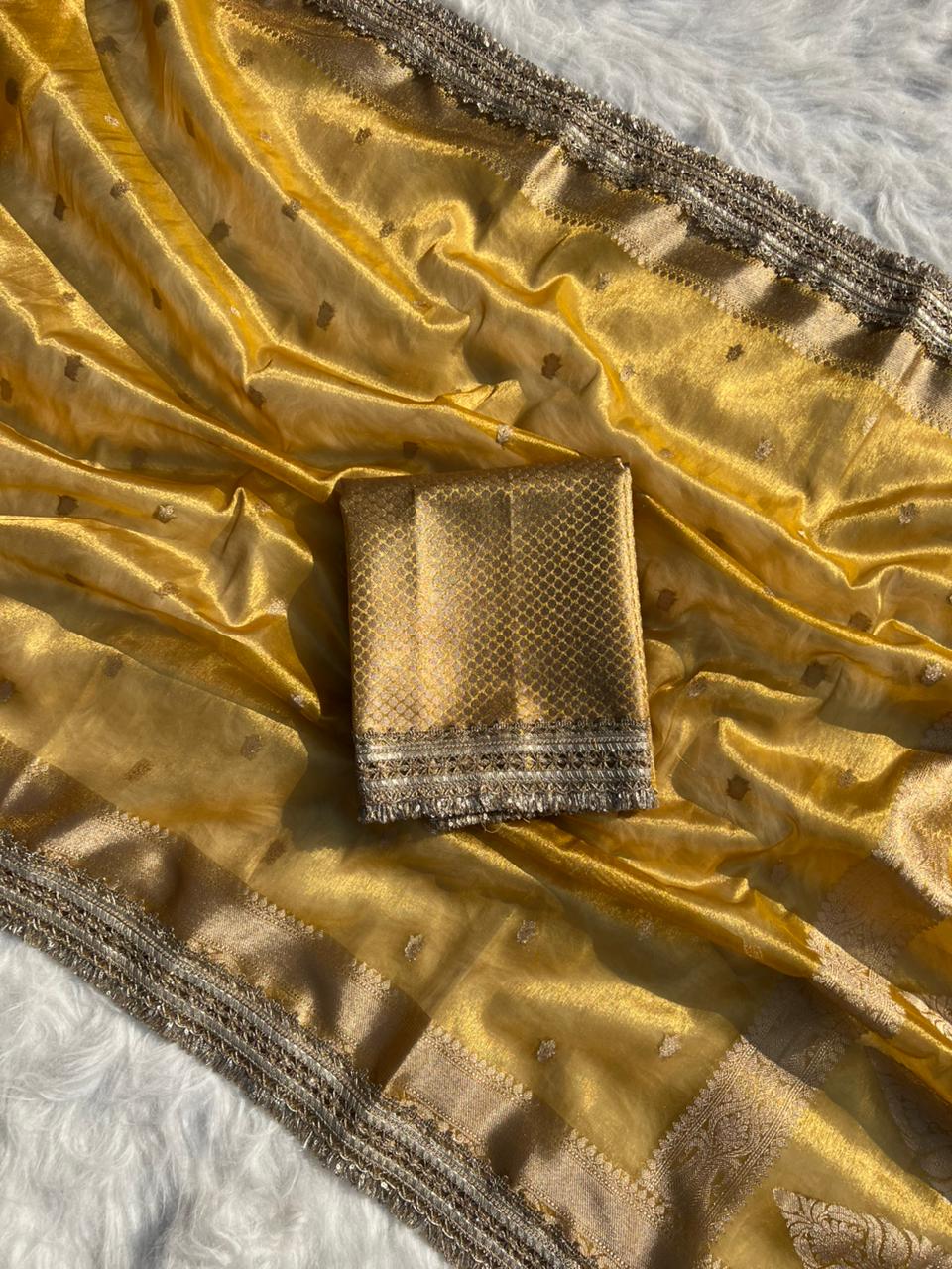 Banarasi Tissue Silk Saree With lace work border