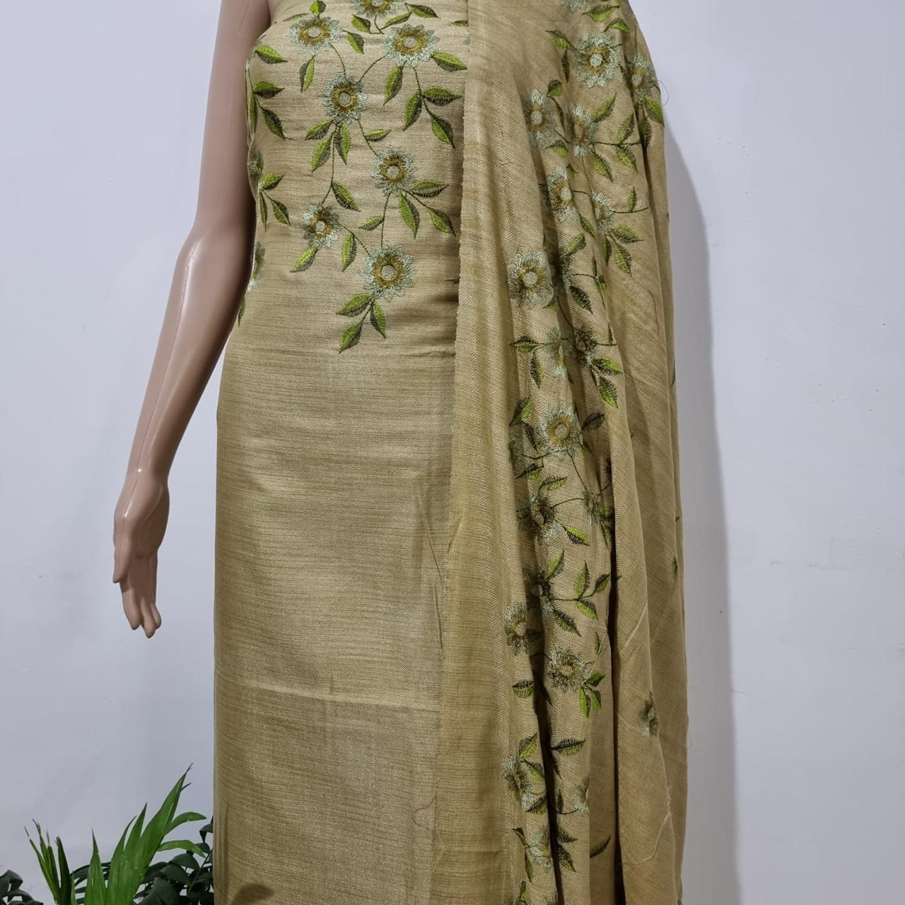 Pure Khaddi Cotton Linen Embroidery Work Unstitched Suit.